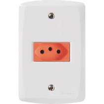 Conjunto 4x2 com 1 Tomada 2P+T 20 A 250 V Tramontina Lux2 Vermelho e Branco Conjunto 4x2 com 1 Tomada 2P+T 20 A 250 V Tramontina Lux2 Vermelho e Branco