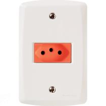 Conjunto 4x2 com 1 Tomada 2P+T 20 A 250 V Tramontina Lux2 Vermelho e Branco