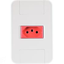 Conjunto 4x2 com 1 Tomada 2P+T 20 A 250 V Tramontina Tablet Branco e Vermelho