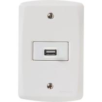 Conjunto 4x2 com 1 Tomada Usb 1,5 a Bivolt Lux2 Branco - Tramontina Conjunto 4x2 com 1 Tomada Usb 1,5 a Bivolt Lux2 Branco - Tramontina