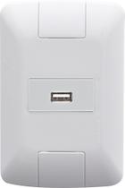 Conjunto 4x2 com 1 Tomada USB Brilho 1,5 A Bivolt Tramontina Aria Branco