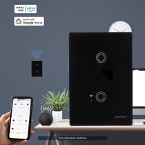 Conjunto 4x2 com 2 Interruptor Touch Inteligente Wifi - Alexa Preto MarGirius Conjunto 4x2 com 2 Interruptor Touch Inteligente Wifi - Alexa Preto MarGirius