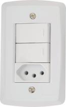 Conjunto 4x2 com 2 Interruptores Paralelos 10 A 250 V e 1 Tomada 2P+T 10 A 250 V Tramontina Lux2 Bra