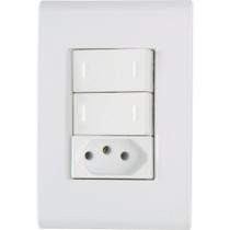 Conjunto 4x2 Com 2 Interruptores Paralelos 10 A 250 V E 1 Tomada 2p+t 20 A 250 V Liz Bran