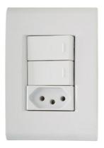 Conjunto 4x2 com 2 Interruptores Paralelos 10 A 250 V e 1 Tomada 2P+T 20 A 250 V Tramontina Liz Branco