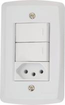 Conjunto 4x2 com 2 Interruptores Paralelos 10 A 250 V e 1 Tomada 2P+T 20 A 250 V Tramontina Lux2 Bra