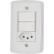 Conjunto 4x2 com 2 Interruptores Paralelos 10 A 250 V e 1 Tomada 2P+T 20 A 250 V Tramontina Lux2 Branco
