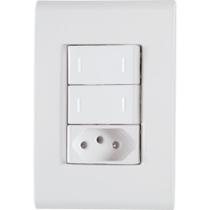 Conjunto 4x2 com 2 Interruptores Paralelos 10a 250v e 1 Tomada 2p+t 10a 250v Liz Branco - Tramontina Conjunto 4x2 com 2 Interruptores Paralelos 10a 250v e 1 Tomada 2p+t 10a 250v Liz Branco - Tramontina