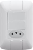 Conjunto 4x2 com 2 Interruptores Paralelos 6 A 250 V e 1 Tomada 2P+T 20 A 250 V Tramontina Aria Bran Conjunto 4x2 com 2 Interruptores Paralelos 6 A 250 V e 1 Tomada 2P+T 20 A 250 V Tramontina Aria Bran