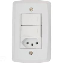 Conjunto 4x2 Com 2 Interruptores Simples 10 A 250 V E 1 Tomada 2p+t 10 A 250 V Lux2 Branc