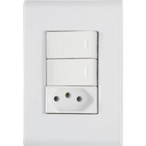 Conjunto 4x2 com 2 Interruptores Simples 10 A 250 V e 1 Tomada 2P+T 10 A 250 V Tramontina Liz Branco Conjunto 4x2 com 2 Interruptores Simples 10 A 250 V e 1 Tomada 2P+T 10 A 250 V Tramontina Liz Branco