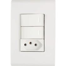 Conjunto 4x2 com 2 Interruptores Simples 10 A 250 V e 1 Tomada 2P+T 10 A 250 V Tramontina Liz Branco