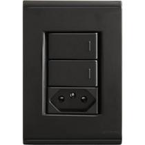 Conjunto 4x2 Com 2 Interruptores Simples 10 A 250 V E 1 Tomada 2p T 10 A 250 V Tramontina Liz Grafite Conjunto 4x2 Com 2 Interruptores Simples 10 A 250 V E 1 Tomada 2p T 10 A 250 V Tramontina Liz Grafite