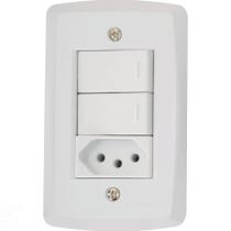 Conjunto 4x2 com 2 Interruptores Simples 10 A 250 V e 1 Tomada 2P+T 10 A 250 V Tramontina Lux2 Branc