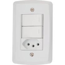 Conjunto 4x2 Com 2 Interruptores Simples 10 A 250 V E 1 Tomada 2p+t 20 A 250 V Lux2 Branc