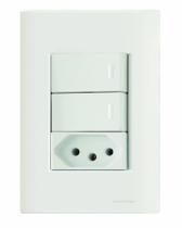 Conjunto 4x2 com 2 Interruptores Simples 10 A 250 V e 1 Tomada 2P+T 20 A 250 V Tramontina Giz Branco