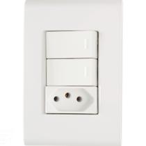 Conjunto 4x2 com 2 Interruptores Simples 10 A 250 V e 1 Tomada 2P+T 20 A 250 V Tramontina Liz Branco