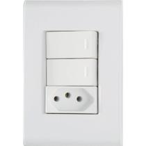 Conjunto 4x2 Com 2 Interruptores Simples 10 A 250 V E 1 Tomada 2p+t 20 A 250 V Tramontina Liz Branco Conjunto 4x2 Com 2 Interruptores Simples 10 A 250 V E 1 Tomada 2p+t 20 A 250 V Tramontina Liz Branco