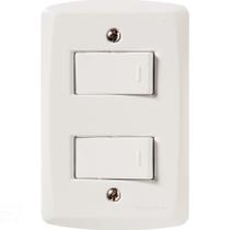 Conjunto 4x2 com 2 Interruptores Simples 10 A 250 V Tramontina Lux2 Branco