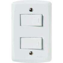 Conjunto 4x2 Com 2 Interruptores Simples 10 A 250 V Tramontina Lux2 Branco Conjunto 4x2 Com 2 Interruptores Simples 10 A 250 V Tramontina Lux2 Branco