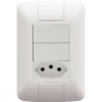 Conjunto 4x2 Com 2 Interruptores Simples 6 A 250 V E 1 Tomada 2p+t 10 A 250 V Aria Branco