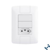 Conjunto 4x2 com 2 Interruptores Simples 6 A 250 V e 1 Tomada 2P+T 10 A 250 V Tramontina Aria Branco Cor:Branco Conjunto 4x2 com 2 Interruptores Simples 6 A 250 V e 1 Tomada 2P+T 10 A 250 V Tramontina Aria Branco Cor:Branco