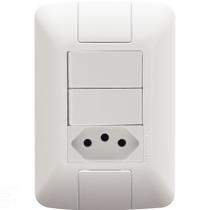 Conjunto 4x2 com 2 Interruptores Simples 6 A 250 V e 1 Tomada 2P+T 10 A 250 V Tramontina Aria Branco