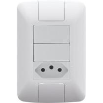 Conjunto 4x2 Com 2 Interruptores Simples 6 A 250 V E 1 Tomada 2p+t 20 A 250 V Aria Branc