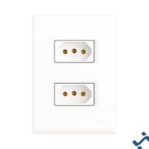 Conjunto 4x2 com 2 Tomadas 2P+T 10 A 250 V Tramontina Liz Branco Cor:Branco Conjunto 4x2 com 2 Tomadas 2P+T 10 A 250 V Tramontina Liz Branco Cor:Branco