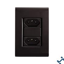 Conjunto 4x2 com 2 Tomadas 2P+T 10 A 250 V Tramontina Liz Grafite Cor:GrafiteAmperagem:10A Conjunto 4x2 com 2 Tomadas 2P+T 10 A 250 V Tramontina Liz Grafite Cor:GrafiteAmperagem:10A