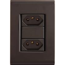 Conjunto 4x2 com 2 Tomadas 2P+T 10 A 250 V Tramontina Liz Grafite Conjunto 4x2 com 2 Tomadas 2P+T 10 A 250 V Tramontina Liz Grafite