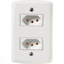 Conjunto 4x2 Com 2 Tomadas 2p+t 10 A 250 V Tramontina Lux2 Branco Tramontina