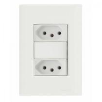 Conjunto 4x2 com 2 Tomadas 2P+T 20 A 250 V Tramontina Giz Branco Conjunto 4x2 com 2 Tomadas 2P+T 20 A 250 V Tramontina Giz Branco