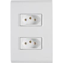Conjunto 4x2 com 2 Tomadas 2P+T Tramontina 10 A 250 V Liz Branco Conjunto 4x2 com 2 Tomadas 2P+T Tramontina 10 A 250 V Liz Branco