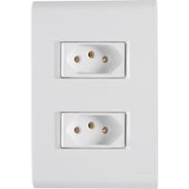 Conjunto 4x2 com 2 Tomadas 2P+T Tramontina 20 A 250 V Liz Branco Conjunto 4x2 com 2 Tomadas 2P+T Tramontina 20 A 250 V Liz Branco
