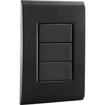 Conjunto 4x2 com 3 Interruptores Simples 10 A 250 V Tramontina Liz Grafite Conjunto 4x2 com 3 Interruptores Simples 10 A 250 V Tramontina Liz Grafite