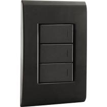 Conjunto 4x2 Com 3 Interruptores Simples 10 A 250 V Tramontina Liz Grafite Conjunto 4x2 Com 3 Interruptores Simples 10 A 250 V Tramontina Liz Grafite