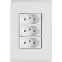 Conjunto 4x2 com 3 Tomadas 2P+T 10A 250V Tramontina Branco