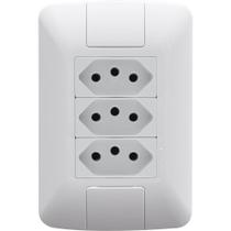 Conjunto 4x2 com 3 Tomadas 2P+T 20 A 250 V Tramontina Aria Branco Conjunto 4x2 com 3 Tomadas 2P+T 20 A 250 V Tramontina Aria Branco