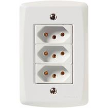 Conjunto 4x2 Com 3 Tomadas 2p+t 20 A 250 V Tramontina Lux2 Branco Tramontina