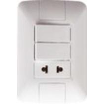 Conjunto 4x2 Con 2 Interruptores Sencillos 10 A 250 V Y 1 Tomacorriente 2p 15 A - 16 A 250 V