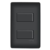 Conjunto 4x2 Fame Habitat Black - 2 Interruptores Simples Distanciados 10A~250V Conjunto 4x2 Fame Habitat Black - 2 Interruptores Simples Distanciados 10A~250V