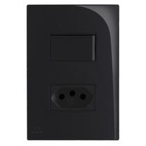 Conjunto 4x2 Preto 1 Int Simples + 1 Tomada 2P+T10A- Apoio