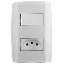Conjunto 4x2 Tomada 10a + Interruptor Tecla Simples Slim Ilumi