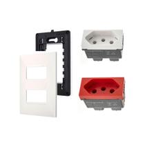 Conjunto 4x2 Tomada Dupla 10A 20A 615079VM Pial Plus mais Conjunto 4x2 Tomada Dupla 10A 20A 615079VM Pial Plus mais