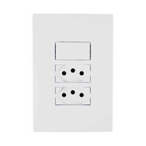 Conjunto 4x2 Tomada Dupla 10A Bivolt E Interruptor Simples 10A I9 Ilumi