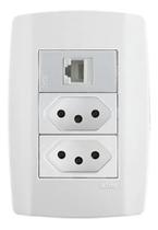 Conjunto 4x2 Tomada Dupla 20a + 1 Módulo Rj45 Slim Ilumi