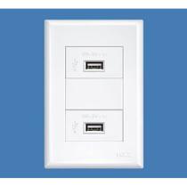 Conjunto 4x2 Tomada Dupla USB 15W - 5V - 3A Bivolt Modular Evidence - Fame