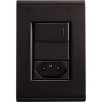 Conjunto 4x2 Tramontina Liz Grafite 1 Interruptor Simples 10A e 1 Tomada 2P+T 10A~250V Conjunto 4x2 Tramontina Liz Grafite 1 Interruptor Simples 10A e 1 Tomada 2P+T 10A~250V