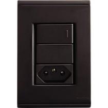 Conjunto 4x2 Tramontina Liz Grafite 1 Interruptor Simples 10a E 1 Tomada 2p+t 10a~250v